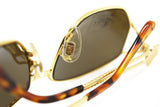 Sunglasses FENDI mod. SL 7023 oversize sunnies , shiny golden and tortoise big Fendi logo , NOS 1980s deadstock