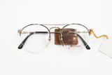 Round pilot eyewear eyeglasses frame pale golden & black, West Coast By Equipe Vista, Deadstock 1980s