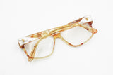 Regina Schrecker vintage nos eyeglasses frame 70s, acetate sheet material pale dappled pearl inserts, NOS