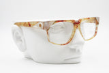 Regina Schrecker vintage nos eyeglasses frame 70s, acetate sheet material pale dappled pearl inserts, NOS