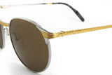 STING round pantos golden & silver finely carved , gray marble temple tips NOS 1980s sunglasses
