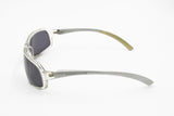 Mandarina Duck by Visibilia MD 45011 832 deadstock sunglasses half mask, clear frontal acetate & Silver metallic arms, Deadstock