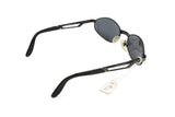 O. MARINES italian sunglasses 80s oval wrapping stretched // Black & visible metal color // Deadstock 1980s sunglasses