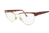 Laura Biagiotti cat eye half lunettes in Pale golden and Brown colours // Fashion woman eyeglasses // NOS