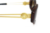 GIANNI VERSACE mod. 343 A vintage 1990s womens sunglasses thick brown acetate & sating gold metal arms // Versace medusa logo, New old stock