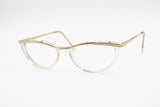 Nouvelle Vague mod. Daphney Vintage eyeglasses frame womens 50s style rockabilly, Golden bar & clear-green rims, New Old Stock 1970s