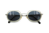 Sunglasses Nouvelle vague mod. Syria cellulose inserts round lenses, silver metallized // retro oval sunglasses made in Italy // Dead Stock