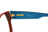 Wayfarer MISSONI mod. M 142 S brown ethnic and bright azure arms , Eyeglasses frame // Sunglasses structure, Vintage 80s made in Italy