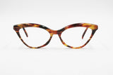 Missoni M 224 Vintage 80s cat eye eyeglasses thick accentuated eyebrows, brown wooden effect, New Old Stock 1980s