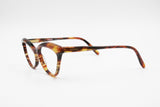 Missoni M 224 Vintage 80s cat eye eyeglasses thick accentuated eyebrows, brown wooden effect, New Old Stock 1980s