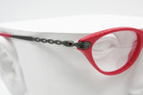 Valentino Les Lunettes V203 233 red cat eye women eyeglass frame, Twisted gunmetal arms, New Old Stock