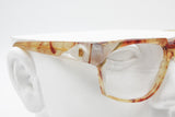 Regina Schrecker vintage nos eyeglasses frame 70s, acetate sheet material pale dappled pearl inserts, NOS