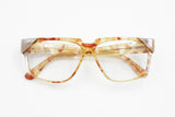 Regina Schrecker vintage nos eyeglasses frame 70s, acetate sheet material pale dappled pearl inserts, NOS