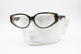 Vintage Cat eye black with strass eyeglasses frame eyewear, piece of art Hand made France, New Old Stock 1960s