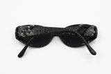 Annabella mod. 549 C6 Vintage sunglasses womens deep blue & black curved tooled, Deadstock 90s