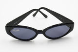 Annabella mod. 549 C6 Vintage sunglasses womens deep blue & black curved tooled, Deadstock 90s