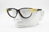 Maxim's De Paris mod. Modart amaranth red, black & Golden vintage cat eye elongated womens frame eyeglasses, New Old Stock 80s