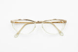 Nouvelle Vague mod. Daphney Vintage eyeglasses frame womens 50s style rockabilly, Golden bar & clear-green rims, New Old Stock 1970s