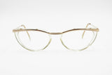 Nouvelle Vague mod. Daphney Vintage eyeglasses frame womens 50s style rockabilly, Golden bar & clear-green rims, New Old Stock 1970s