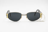 Cotton Club 975 col. 2 Vintage Sunglasses oval high design, Gunmetal & Golden Luxury style, New Old Stock 1990s