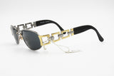 Cotton Club 975 col. 2 Vintage Sunglasses oval high design, Gunmetal & Golden Luxury style, New Old Stock 1990s