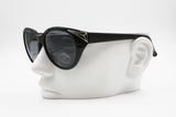 Clark by Trevi oversize cat eye black with gray lenses, Silver details lugs, New Old Stock 1980s
