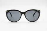 Clark by Trevi oversize cat eye black with gray lenses, Silver details lugs, New Old Stock 1980s