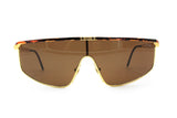 Wrapping mask sunglasses STING by AK mod. 642 col. 05 golden e dappled brown semireflective // vintage rare sunglasses New Old Stock