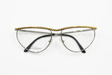 Laura Biagiotti V116 twisted golden eyebrows line, Vintage 1980s eyeglasses - sunglasses frame, New Old Stock 1980s