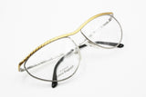 Laura Biagiotti V116 twisted golden eyebrows line, Vintage 1980s eyeglasses - sunglasses frame, New Old Stock 1980s