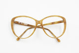 Vintage 1960s Equipe Vista big brown cat eye frame with golden glittered lines, New Old Stock glasses