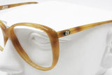 Vintage 1960s Equipe Vista big brown cat eye frame with golden glittered lines, New Old Stock glasses