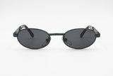 Vintage sunglasses ROLLING 786, Little oval sunglasses with green metallized metal, New Old Stock 1990s