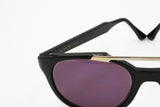 Equipe Vista Italian Vintage sunglasses round panto with bridge, black & Gold, New Old Stock 1980s
