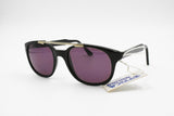 Equipe Vista Italian Vintage sunglasses round panto with bridge, black & Gold, New Old Stock 1980s