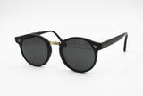 Robert La Roche Vienne round black panto sunglasses, chiseled nose and arrows, New Old Stock 1980s