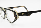 Vintage Cat eye black with strass eyeglasses frame eyewear, piece of art Hand made France, New Old Stock 1960s