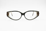 Vintage Cat eye black with strass eyeglasses frame eyewear, piece of art Hand made France, New Old Stock 1960s