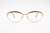 Paloma Picasso 3844 41 Made in Austria, Vintage rare eyewear frame, Oval Golden hot tones brows, New Old Stock 1980s