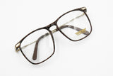 Concorde Carbonyl wayfarer wooden effect glasses eyeglasses, leater temple tips, New Old Stock 1980s
