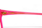 Neon Pink Silvano Naldoni vintage hand made in Italy translucent double layered Cat eye eyeglasses, NOS 1970s