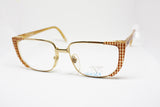 Vtg 70s Valentino Garavani rhomboidal sheet pattern  golden frame, unique hype eyewear made in Italy, Nos vintage