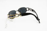 Cotton Club 975 col. 2 Vintage Sunglasses oval high design, Gunmetal & Golden Luxury style, New Old Stock 1990s