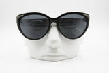 Clark by Trevi oversize cat eye black with gray lenses, Silver details lugs, New Old Stock 1980s