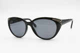 Clark by Trevi oversize cat eye black with gray lenses, Silver details lugs, New Old Stock 1980s