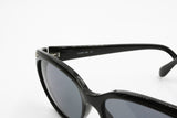 Clark by Trevi oversize cat eye black with gray lenses, Silver details lugs, New Old Stock 1980s