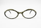 MAX MARA MM50 womens eyeglass frame oval bug-eye, Green/Golden veined, New Old Stock 1990s