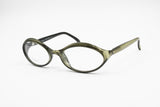 MAX MARA MM50 womens eyeglass frame oval bug-eye, Green/Golden veined, New Old Stock 1990s