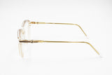 Vintage 80s Cat eye women acetate frame Atelier Gianino by Trevi mod. 559, Clear, Cream & Bronze, Deadstock