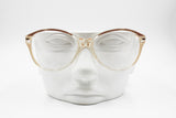 Vintage 80s Cat eye women acetate frame Atelier Gianino by Trevi mod. 559, Clear, Cream & Bronze, Deadstock
